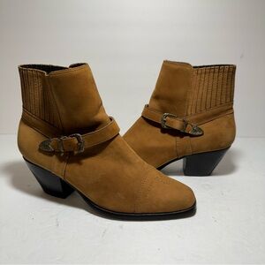 DINGO Country Western Leather Booties Tan Cowboy Chelsea Ankle boots Sz 7.5